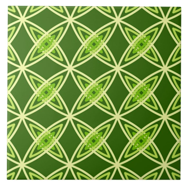 Azulejo De Cerâmica Meio século Atômica Moderno - Verde-Azul (Frente)