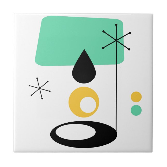 Azulejo De Cerâmica meio século azul-design de-lâmpada moderna (Frente)