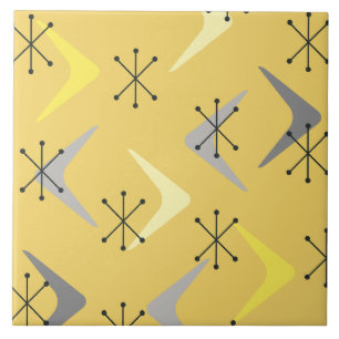 Azulejo De Cerâmica Meio século Boomerangs Starbursts Amarelo