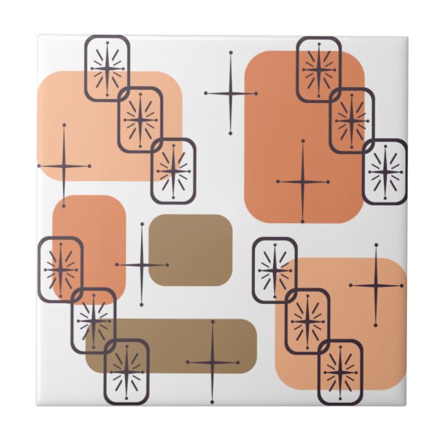 Azulejo De Cerâmica Meio século Castanho Laranja Moderno (Frente)