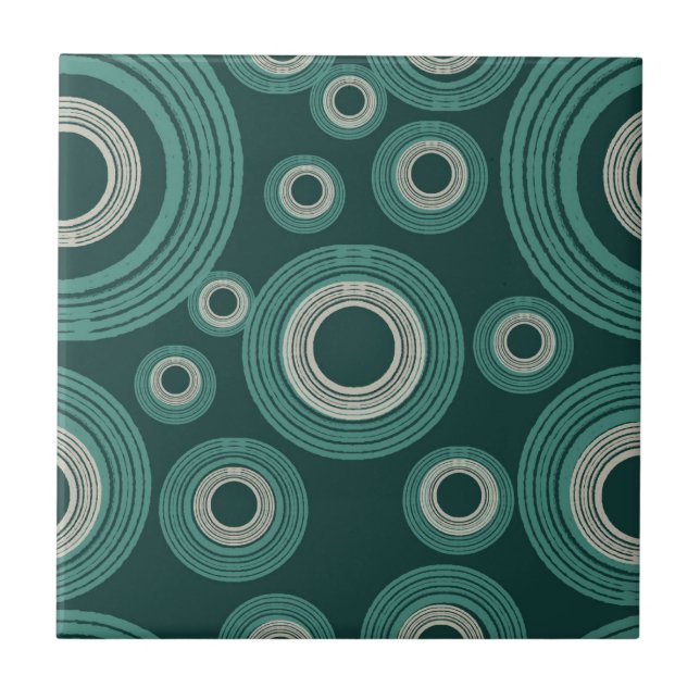 Azulejo De Cerâmica Meio século - Círculo Moderno Verde (Frente)