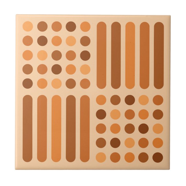 Azulejo De Cerâmica Meio século Círculos Modernos Linhas Laranja (Frente)