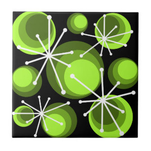Azulejo De Cerâmica Meio século Círculos Starbursts Chartreuse