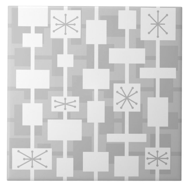 Azulejo De Cerâmica Meio século de Cinzas de Luz Geométrica Moderna (Frente)