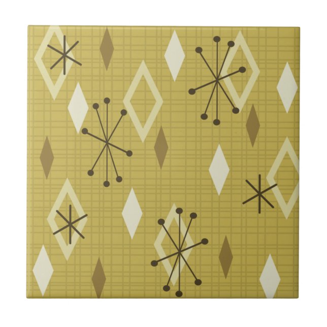 Azulejo De Cerâmica Meio século de diamantes modernos amarelo (Frente)