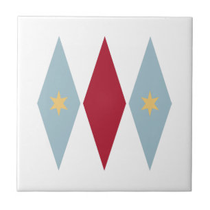 Azulejo De Cerâmica Meio século de Estrelas Amarelas de Azul Vermelho