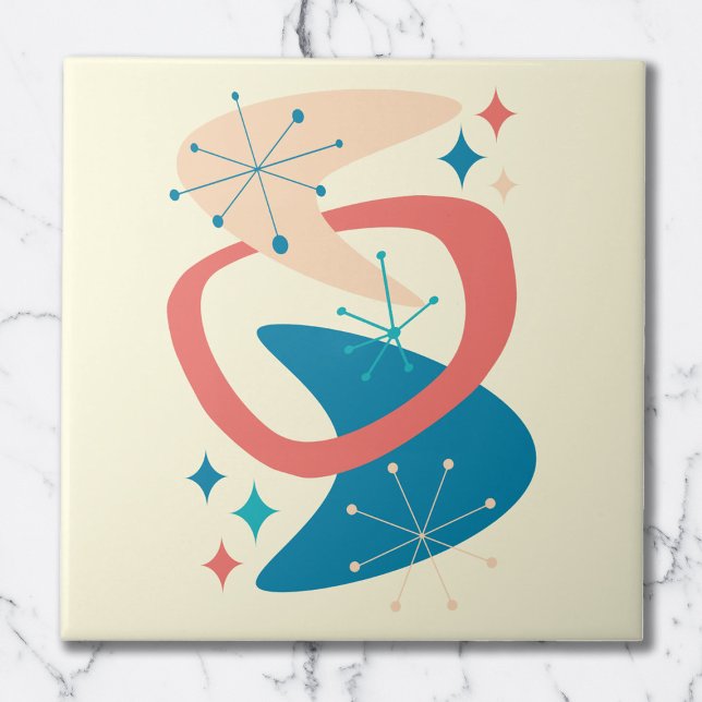 Azulejo De Cerâmica Meio século de idade atômica 7 amarelo, azul, pêss (Criador carregado)