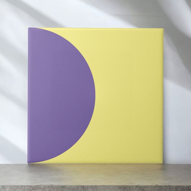 Azulejo De Cerâmica Meio século de meio círculo Retro Amarelo Roxo Mod (Criador carregado)