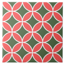 Azulejo De Cerâmica Meio século de padrão retrorreflector verde e rosa