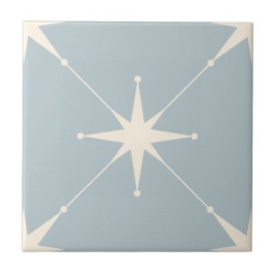 Azulejo De Cerâmica Meio século de Starburst Atômica moderno azul