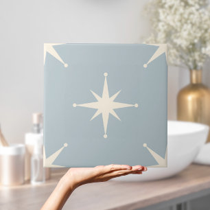 Azulejo De Cerâmica Meio século de Starburst Atômica moderno azul