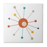 Azulejo De Cerâmica Meio século de Starburst da Era Atômica Colorida M<br><div class="desc">Este fabuloso azulejo decorativo moderno apresenta uma explosão de estrelas atômica nas cores de azul lacrimogêneo,  vermelho,  bronzeado,  amarelo e preto. Isso fará uma adição colorida ao seu projeto de tiling!</div>