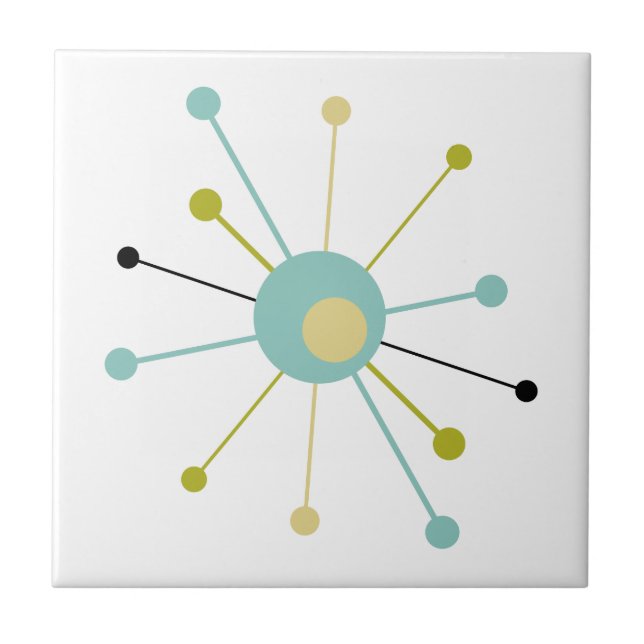 Azulejo De Cerâmica Meio século de Starburst da Era Atômica Moderno (Frente)