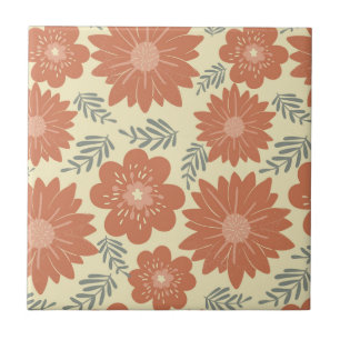 Azulejo De Cerâmica Meio século De Vintagem Moderna Flor Marrom