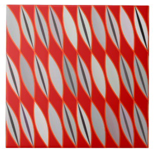 Azulejo De Cerâmica Meio século - Folhas Modernas, Vermelho Escuro e C