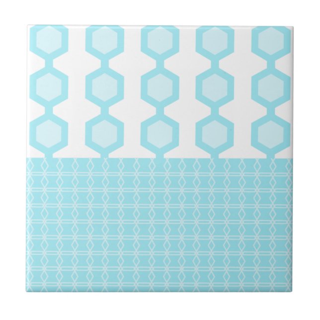 Azulejo De Cerâmica Meio século Hexágonos Modernos Pastel Baby Blue (Frente)