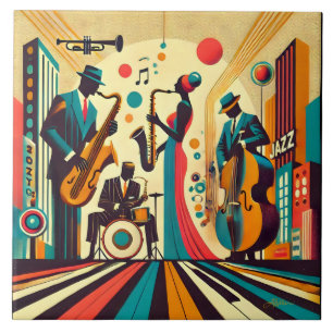 Azulejo De Cerâmica Meio século Jazz Age Quartet