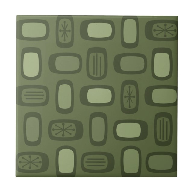 Azulejo De Cerâmica Meio século MCM Arredondado Retângulo Verde Azul (Frente)