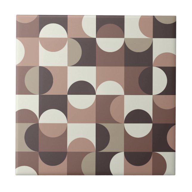 Azulejo De Cerâmica Meio Século Meios Círculos em Mocha Mousse e marro (Frente)
