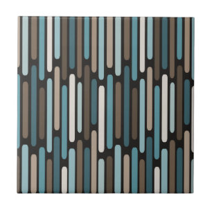 Azulejo De Cerâmica Meio século Minúsculo Stripes Turquoise Brown
