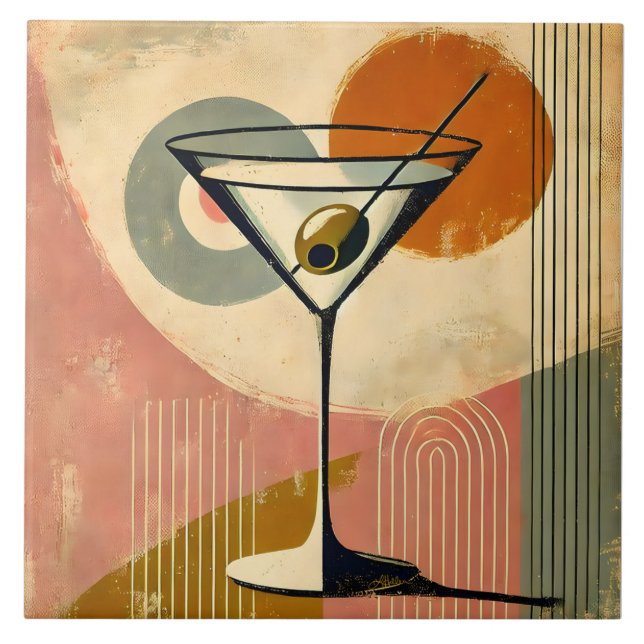 Azulejo De Cerâmica Meio século Modern Art Martini (Frente)