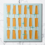 Azulejo De Cerâmica Meio século Modern Atomic Blocks Aqua, Orange<br><div class="desc">Meio século Moderno da Era Atômica. Diversão e design ousado com blocos fungos e coloridos,  e estrelas. Perfeito para amantes de estilo retrô e vintage.</div>