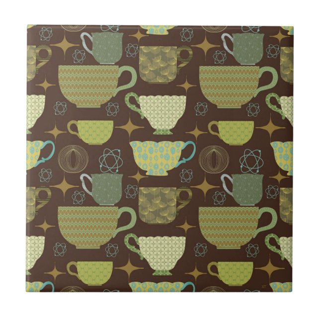 Azulejo De Cerâmica Meio século Modern Brown Teacup (Frente)