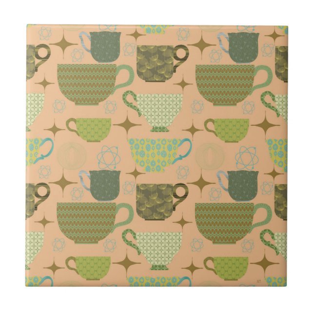 Azulejo De Cerâmica Meio século Modern Coral Teacup (Frente)