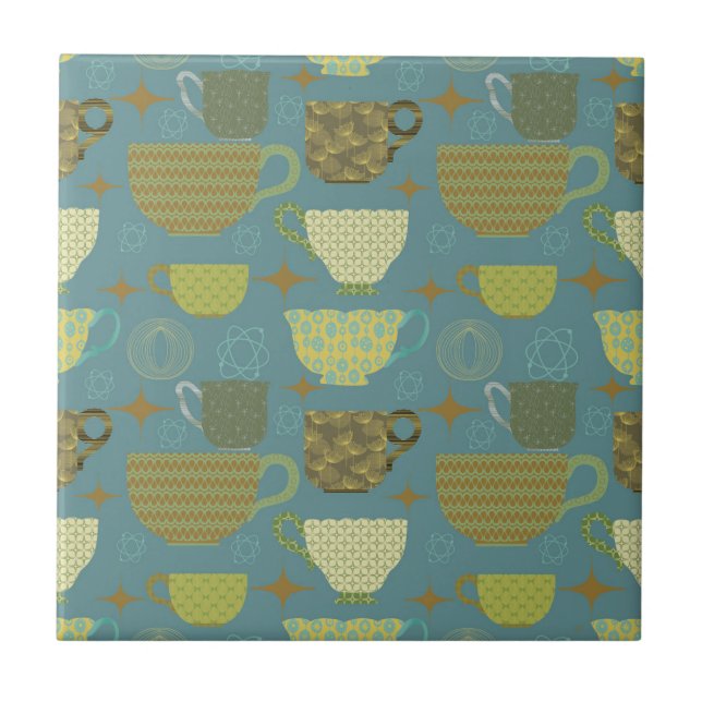 Azulejo De Cerâmica Meio século Modern Dusty Blue Teacup (Frente)