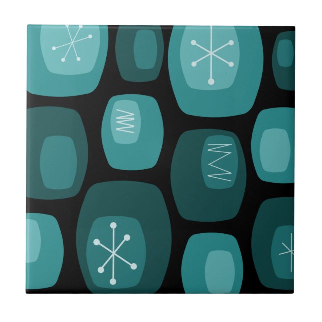 Azulejo De Cerâmica Meio século Modern Oblongs Black Teal (Frente)