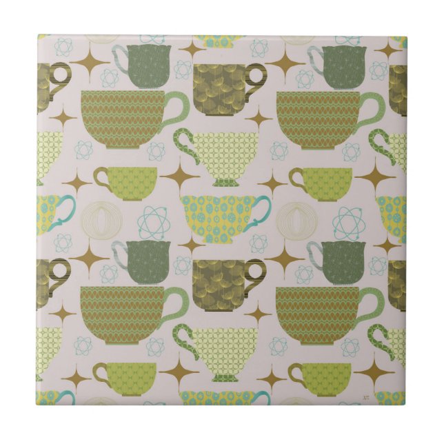 Azulejo De Cerâmica Meio século Modern Pastel Teacup (Frente)