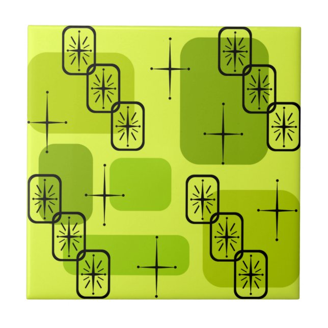 Azulejo De Cerâmica Meio século Modern Sputnik Chartreuse (Frente)