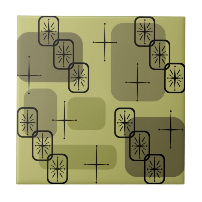 Azulejo De Cerâmica Meio século Modern Sputnik Olive (Frente)