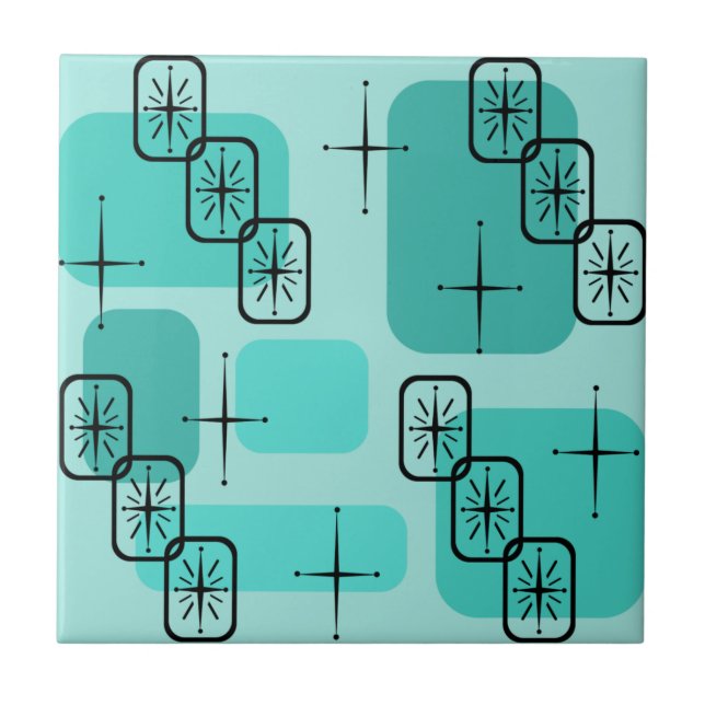 Azulejo De Cerâmica Meio século Modern Sputnik Turquoise (Frente)
