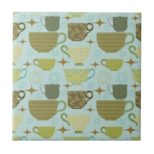 Azulejo De Cerâmica Meio século Modern Turquoise Teacup (Frente)