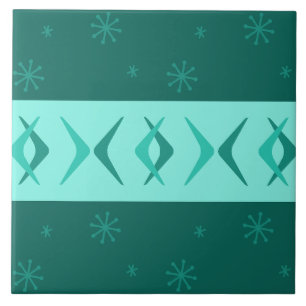 Azulejo De Cerâmica Meio século Moderno Boomerangs Teal
