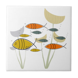 Azulejo De Cerâmica meio século Moderno da Era Atômica - Nadação d