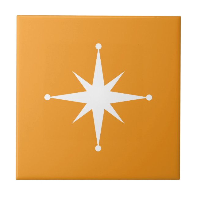 Azulejo De Cerâmica meio século Moderno de Starburst Laranja (Frente)
