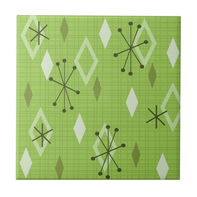 Azulejo De Cerâmica Meio século Moderno Diamantes Chartreuse (Frente)