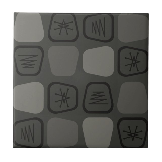 Azulejo De Cerâmica Meio século Moderno Esticado Quadrados Preto (Frente)