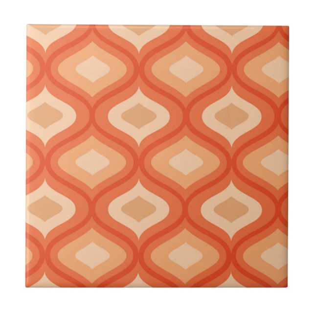Azulejo De Cerâmica Meio século Moderno Ogee Orange e Beige (Frente)