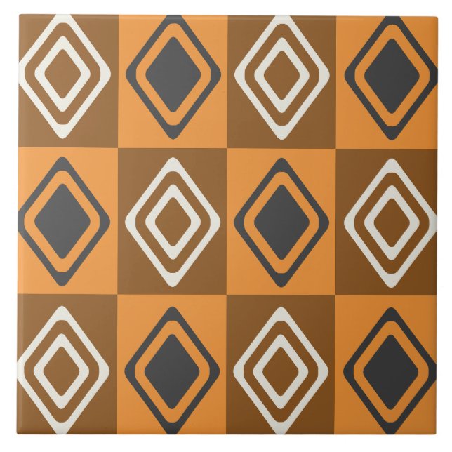 Azulejo De Cerâmica Meio século Moderno Ouros Laranja (Frente)