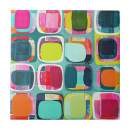 Azulejo De Cerâmica Meio século moderno padrão geométrico colorido