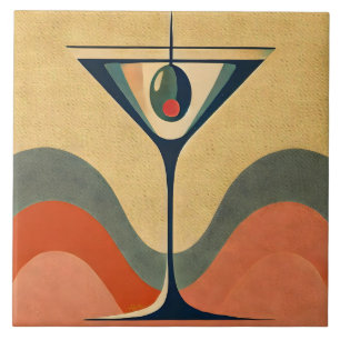 Azulejo De Cerâmica Meio século moderno "pimento azeitona martini wave