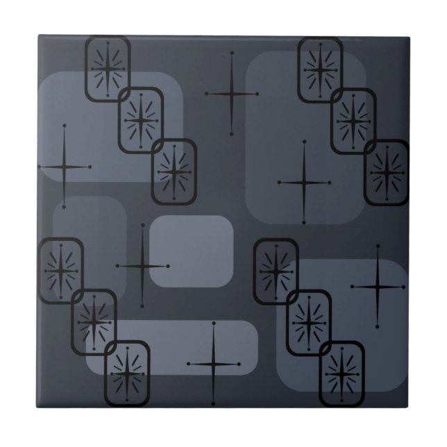Azulejo De Cerâmica Meio século Moderno Sputnik Slate (Frente)