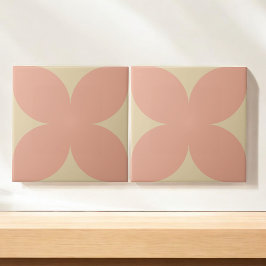 Azulejo De Cerâmica Meio século Petal Floral Rosa e Beige Moderno