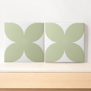 Azulejo De Cerâmica Meio século Petal Floral Verde da Sena Retroativa