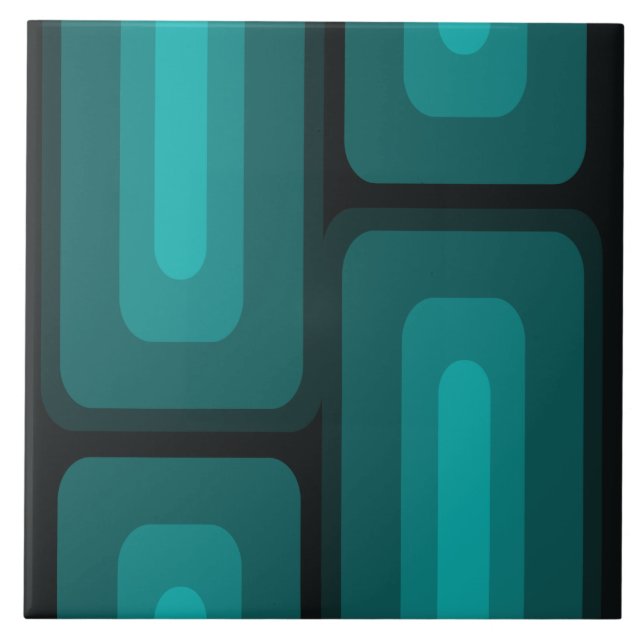 Azulejo De Cerâmica Meio século Retângulo Longo Moderno Teal (Frente)