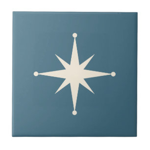 Azulejo De Cerâmica Meio século Starburst Modern Blue Retro