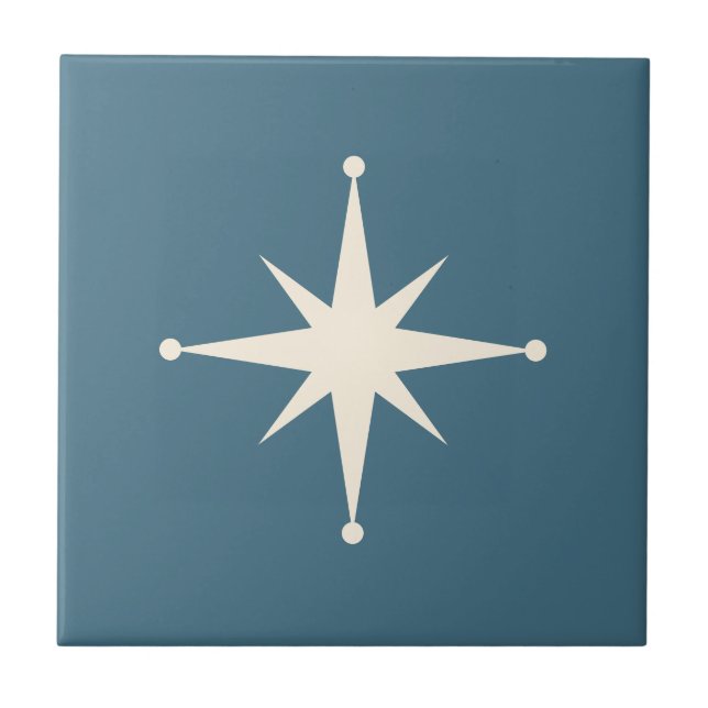 Azulejo De Cerâmica Meio século Starburst Modern Blue Retro (Frente)